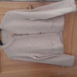 J crew Marled fringe- trim sweater lady jacket